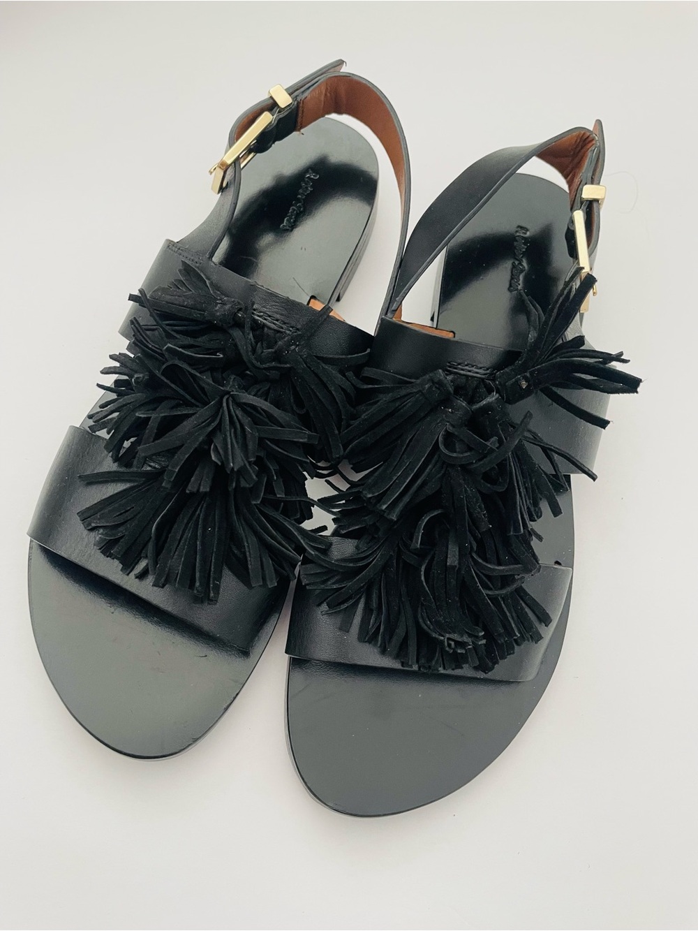 & Other Stories Black Leather Pom-Pom Slingback Sandals